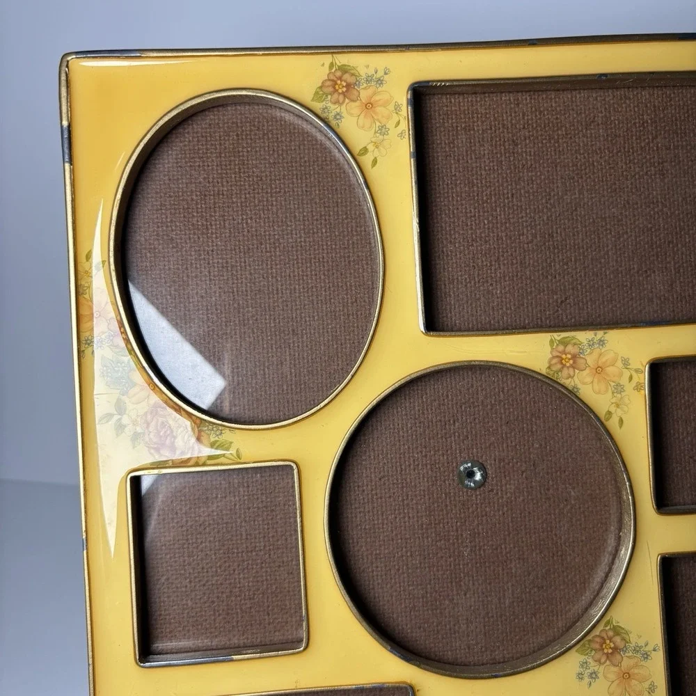 The Bucklers Inc Fifth‎ Ave NY Large Collage Picture Frame Floral Enamel Yellow